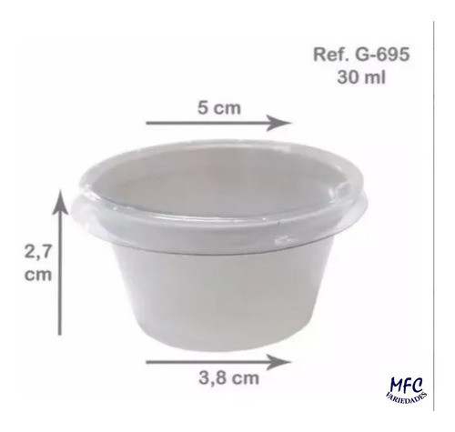 Potinhos 30ml Gelatina 100 Unidades Com Tampa Delivery 0
