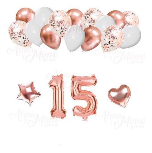 Pack Globos 15 Años Con Nro De 80 Cm 0