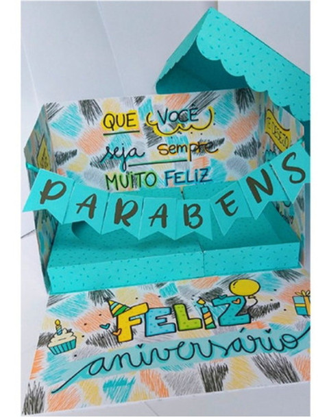 Arquivo De Corte Caixa Cenário Explosão Aniversário Studio 0