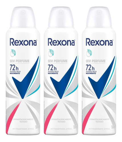 Kit 6 Desodorante Rexona Feminino Sem Perfume 72h 150ml 0