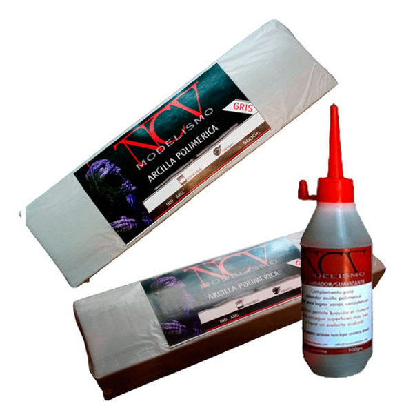 Arcilla Polimerica Ncv Gris 1kg Horneable Y Ablandador 0