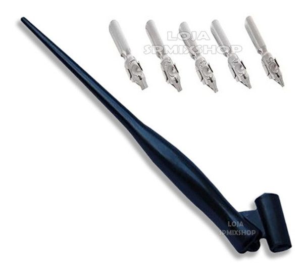 Kit Cabo Oblíquo Para Caligrafia Artística + 5 Bicos De Pena 0