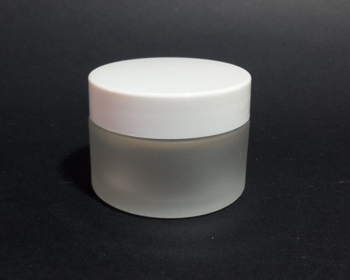 Pote Vidrio Incoloro Esmerilado 50grs Tapa Blanca Pack X 2 U 0