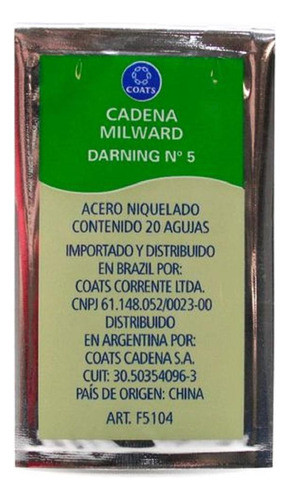 Agulha De Mão Corrente Nº 5 - 200 Unidades 0