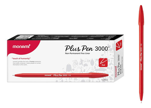 Monami Plus 3000 Punta De Fieltro A Base De Agua, Tinta 0