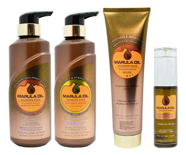 Marula Oil Kit Shampoo + Enjuague + Mascara + Aceite 3c 0