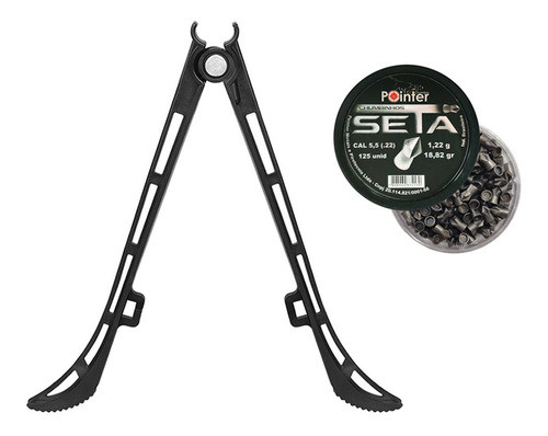 Bipe Fixação Cano Carabina Espingarda + Chumbinhos Seta .22 0