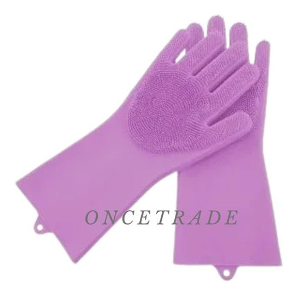 2 Guantes Silicona Esponja Lavaplatos Mascota Cocina Moderno 0