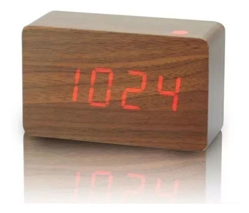 Relógio De Mesa Madeira Digital De Led Decoração 10cm 0