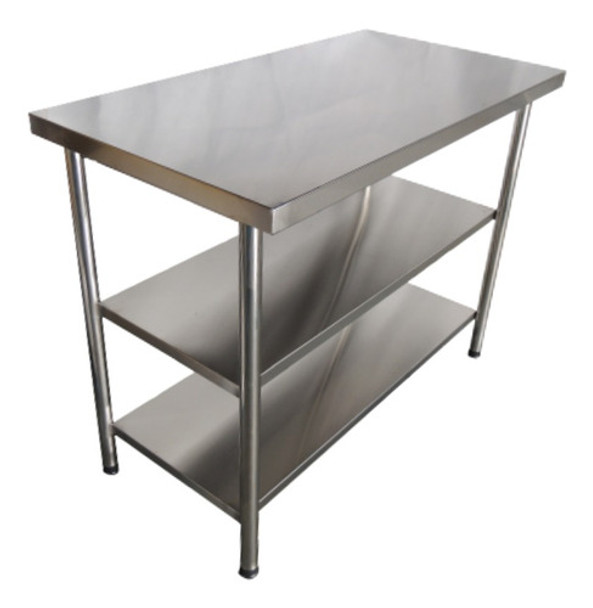 Mesa Em Aço Inox 2 Prateleiras Lisas 0