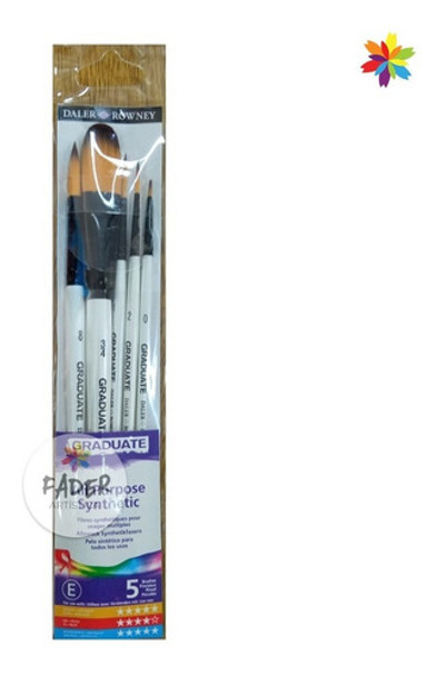 Daler Rowney Set Pinceles Para Todo Uso Sintetico X 5 Set E 0