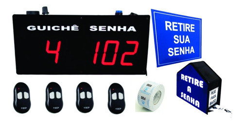 Painel De Senha Slaser 6 Guichê + Kit Dispensador Slaser 0