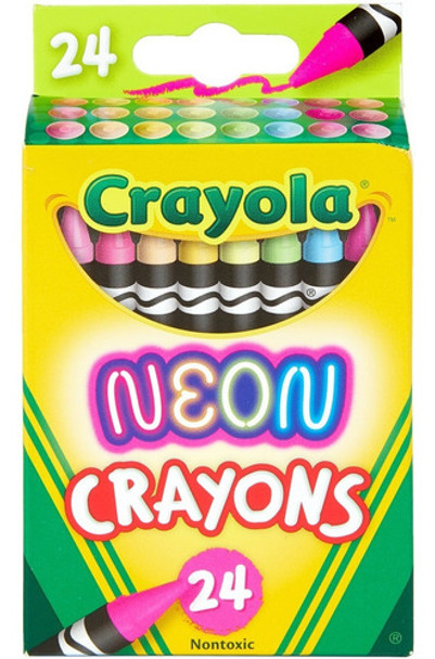 Crayones Crayolas Neón X 24 Colores Surtidos Febo 0
