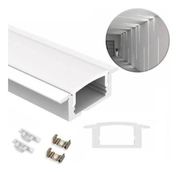 Perfil Branco De Embutir Kit Com 5 Barras De 2 Metros 0