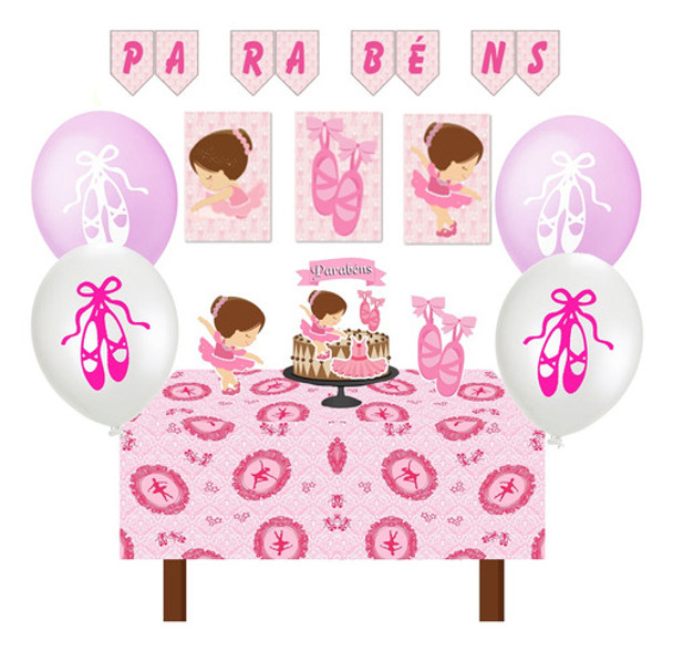 Kit Festa Bailarina Com Bexiga Tema E Toalha 0