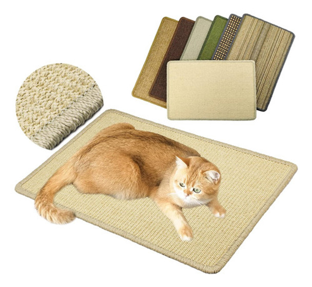 Tapiz De Sisal Natural Para Gatos, 60x40cm, Con Cinta De Vel 0