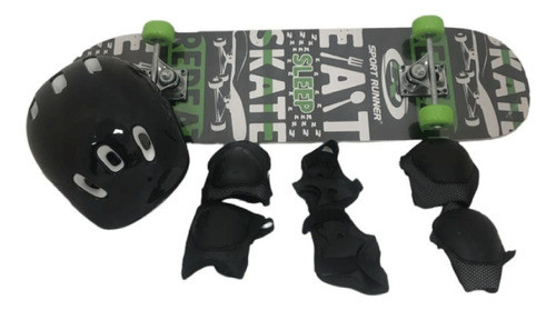 Skate Patineta + Set De Proteccion 0