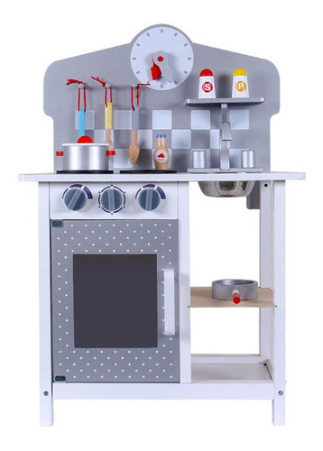 Cocina Infantil De Madera 2 Modulos Gris 0