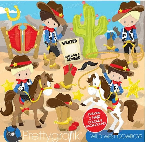 Kit Imprimible Vaqueros Cowboy Imagenes Clipart Cod 2 0