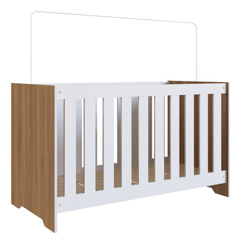 Berço 3 Em 1 Com Colchão Nogal Com Branco Completa Móveis 0