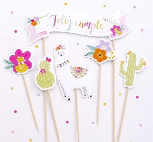 Adorno Para Torta. Topper Cake. Llama Y Tunas. Personalizado 0