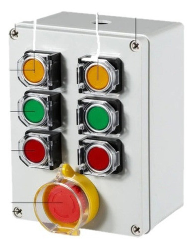 Caja Interruptor Botonera 6 Pulsadores Con Parada Emergencia 0
