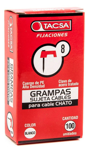 Grampas Sujeta Cable Para Cable Chato Tacsa N°8 X 10 Cajas 0