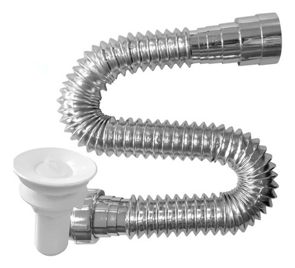 Combo Válvula De Lavatório Banheiro Sifão 72cm Metalizado 0 Combo Válvula De Lavatório Banheiro Sifão 72cm Metalizado 0