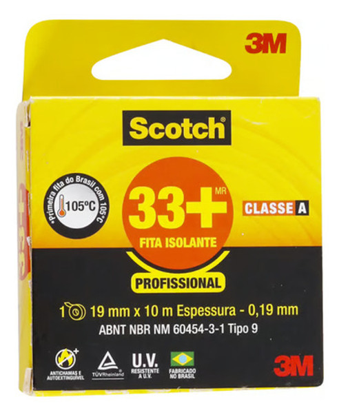 Fita Isolante 19mm X 10 Metros 33+ 3m 0