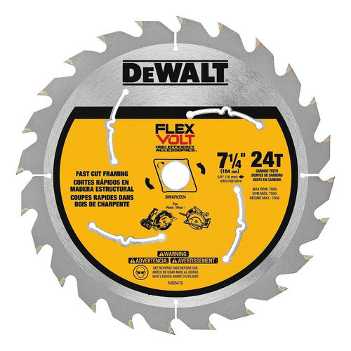 Hoja D/sierra Circular Dewalt Dwafv3724 Flexvolt 24t 7-1/4in 0