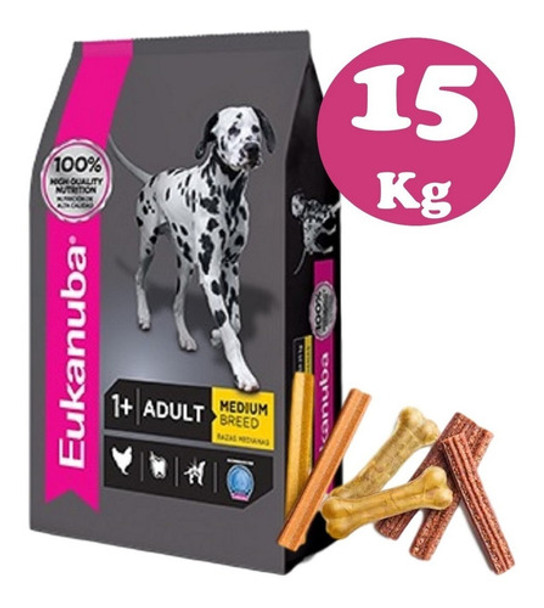 Eukanuba Adulto Razas Medianas 15kg + Snack 0 Eukanuba Adulto Razas Medianas 15kg + Snack 0