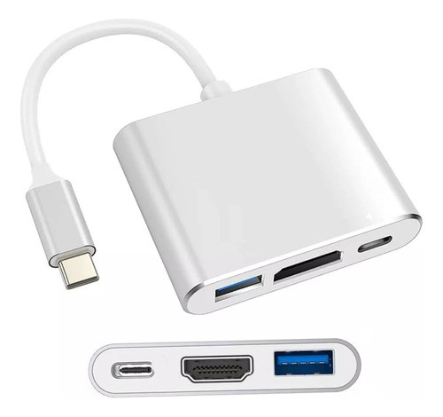 Hub Usb C Hdmi Hd 4k Usba Para Macbook Windows Android Linux 0