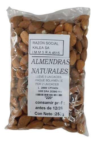 Almendras Naturales  250glleve 3 Pague Solo 2 (ver Descr) 0