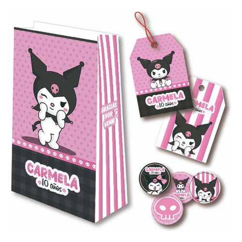 Kit Imprimible Personalizado Cumpleaños Kuromi 0