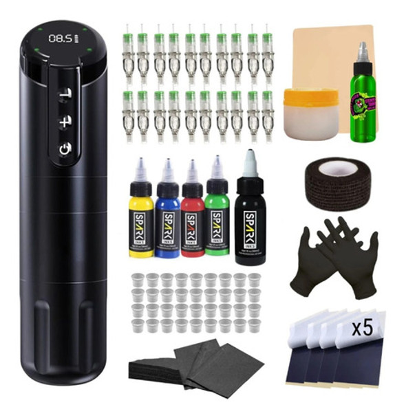 Kit De Tatuajes Completo Con Pen Inalambrica Y Cartuchos 0