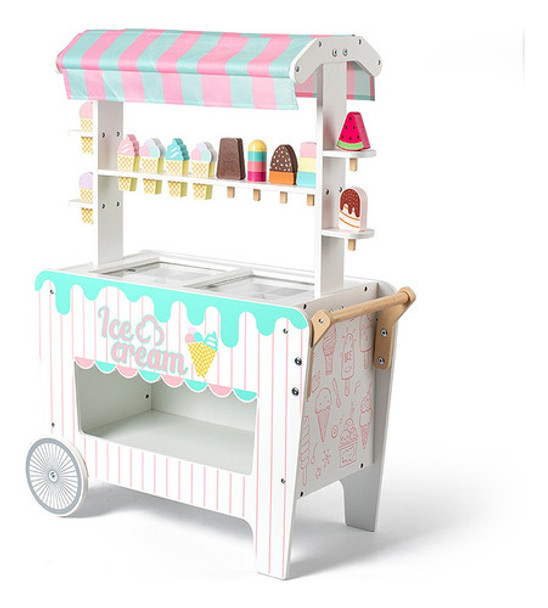 Carro De Helados De Madera Juego Cocinita 0