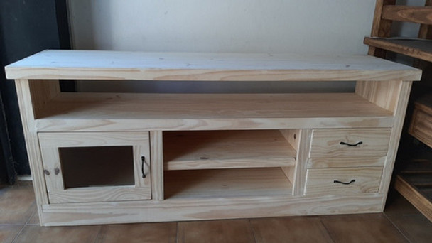 Mesa Rack Mueble Tv Lcd Bahiut Multiples Usos Pino Crudo 0