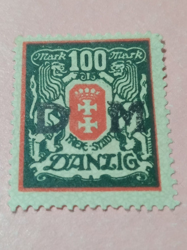Alemania Danzig Estampilla 1922 100 Mark Sobreimpresion Dm 0