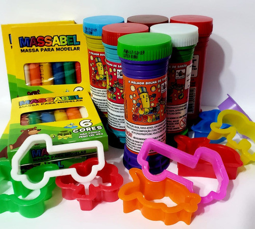 Kit Com 25 Massinhas + 25 Bolinhas De Sabão + 100 Moldes 0