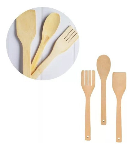 Kit 3 Utensilios De Bamboo 0