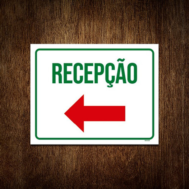 Placa Sinalização - Recepção Seta Esquerda Vermelha 18x23 0