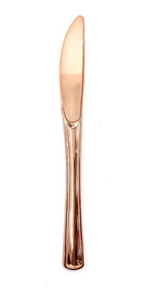 Cuchillo Plástico Rosa Oro 10cm X25 Und Cotillón Cubiertos 0