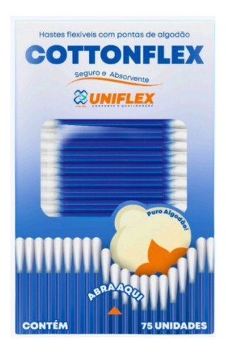Caixa Cotonete Hastes Flexíveis Ponta Algodão 75 Un. Cotton 0