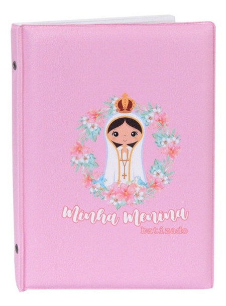 Álbum Fotográfico15x21 Batismo Rosa 40 Fotos Bebê Batizado 0