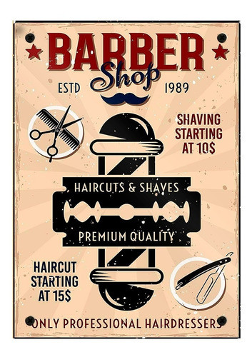 Cartel Chapa Barber Retro Barbería Peluquería Hombre 3 Givan 0