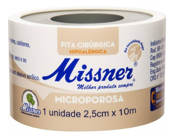 Fita Cirurgica Microporosa Bege Missner 2,5cm X 10m 0