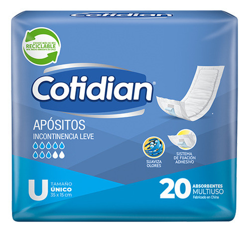 Apósitos Incontinencia Leve Unisex Cotidian 20 Un. 0