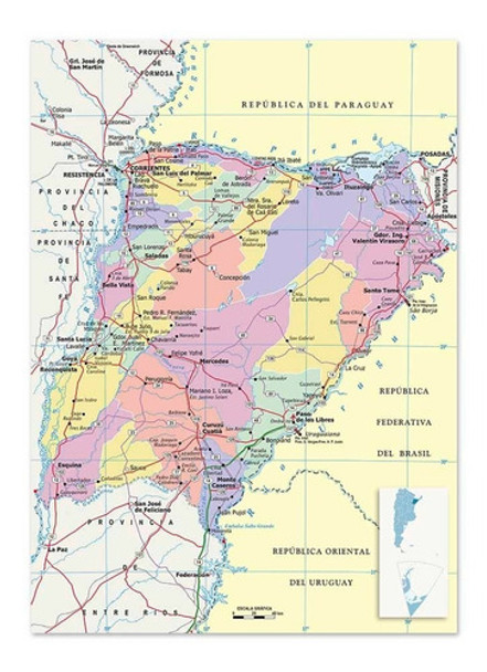 Lamina Fine Art Mapa Politico Corrientes 60x80 M Y C 0