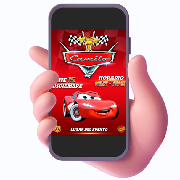 Tarjeta Invitación Cumpleaños Cars - Digital 0
