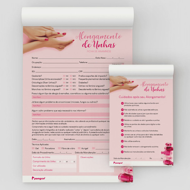 Kit Ficha Anamnese De Alongamento De Unhas + Bloco Cuidados 0